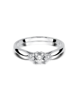 Złoty Pierścionek 14k Białe Złoto Brylant Diamenty 0,13ct