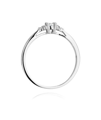 Złoty Pierścionek 14k Białe Złoto Brylant Diamenty 0,13ct