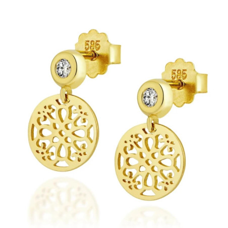585 gold hanging hoop earrings K3.2428s1P | GoldJewellery