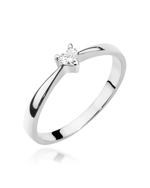 Engagement ring diamond heart white gold 0.10ct