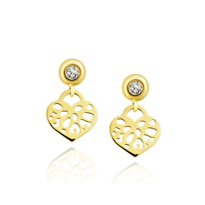 Gold oriental heart earrings 585 K3.2425b1sP | GoldJewellery