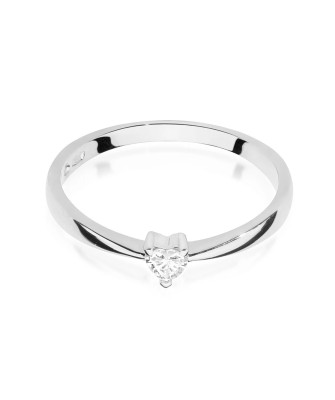 Engagement ring diamond heart white gold 0.10ct