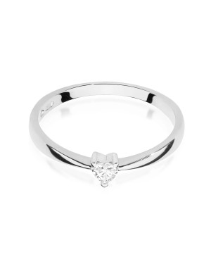 Engagement ring diamond heart white gold 0.10ct