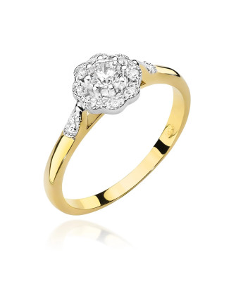 Gold ring with diamond flower 0.28ct