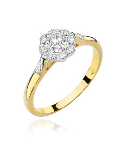 Gold ring with diamond flower 0.28ct