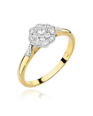 Gold ring with diamond flower 0.28ct