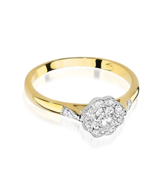 Gold ring with diamond flower 0.28ct