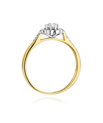 Gold ring with diamond flower 0.28ct