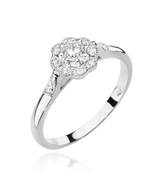 Ring flower diamonds white gold 0.28ct