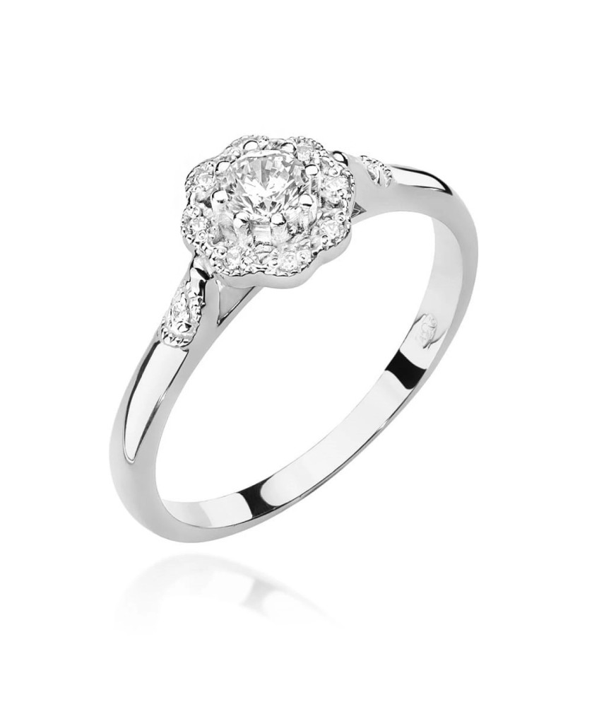 Ring flower diamonds white gold 0.28ct