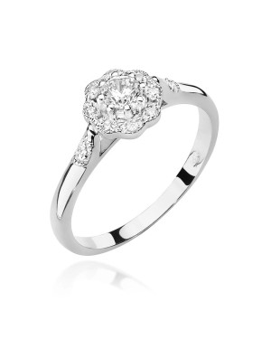 Ring flower diamonds white gold 0.28ct