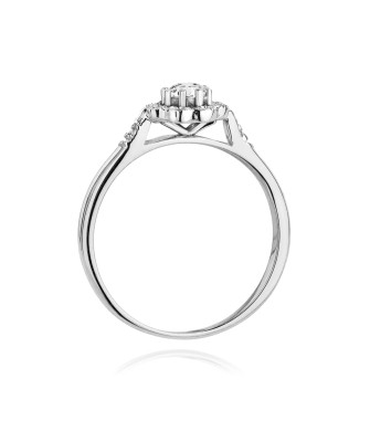 Pierścionek kwiat diamenty białe złoto 0,28ct