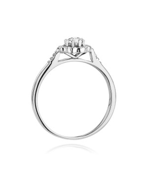 Pierścionek kwiat diamenty białe złoto 0,28ct