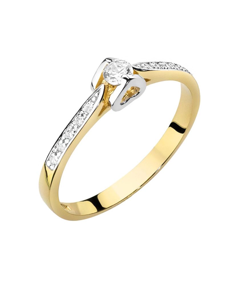 Złoty Pierścionek 14k Brylanty 0,15ct