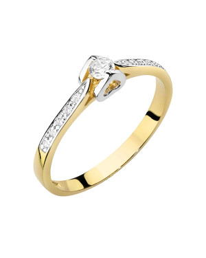Złoty Pierścionek 14k Brylanty 0,15ct