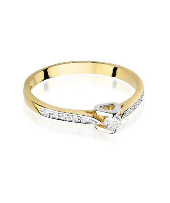 Złoty Pierścionek 14k Brylanty 0,15ct