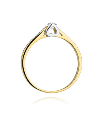 Złoty Pierścionek 14k Brylanty 0,15ct
