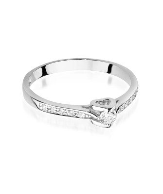 Złoty Pierścionek 14k Białe Złoto Brylanty 0,15ct