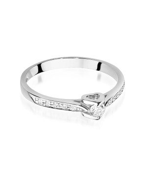 Złoty Pierścionek 14k Białe Złoto Brylanty 0,15ct