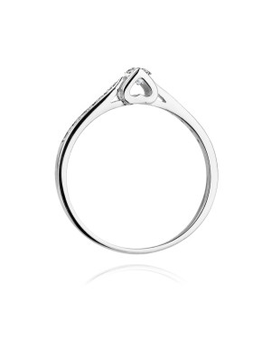 Złoty Pierścionek 14k Białe Złoto Brylanty 0,15ct