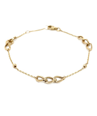 Bracelet gold three chain elements on a chain