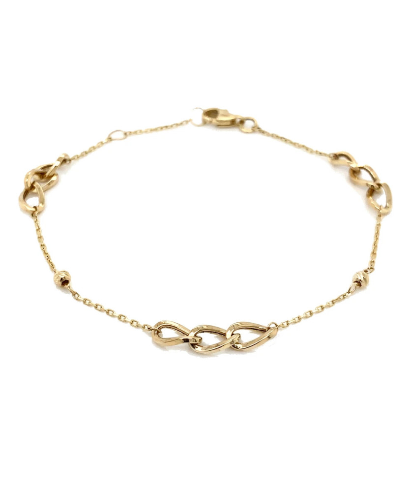 Bracelet gold three chain elements on a chain