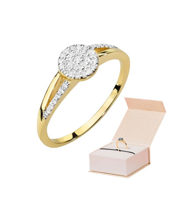 Złoty Pierścionek 14k Brylant 0,18ct Certyfikat