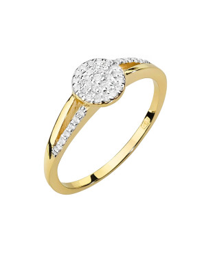 Złoty Pierścionek 14k Brylant 0,18ct Certyfikat