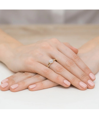 Złoty Pierścionek 14k Brylant 0,18ct Certyfikat