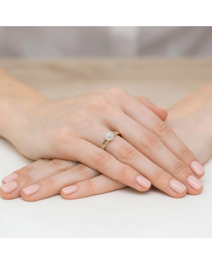 Złoty Pierścionek 14k Brylant 0,18ct Certyfikat