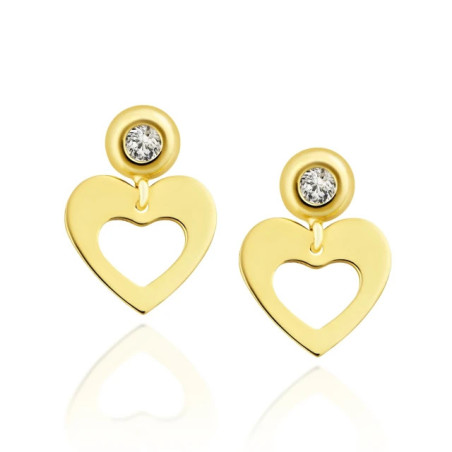Gold heart earrings with zircon 585 K3.2425d1sP | GoldJewellery