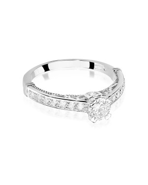 Gold Ring 14k White Gold Diamonds 0.56ct Certificate