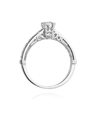 Złoty Pierścionek 14k Białe Złoto Brylanty 0,56ct Certyfikat