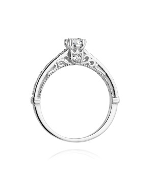 Złoty Pierścionek 14k Białe Złoto Brylanty 0,56ct Certyfikat