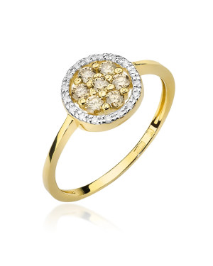 Ring 14k brown diamonds certificate