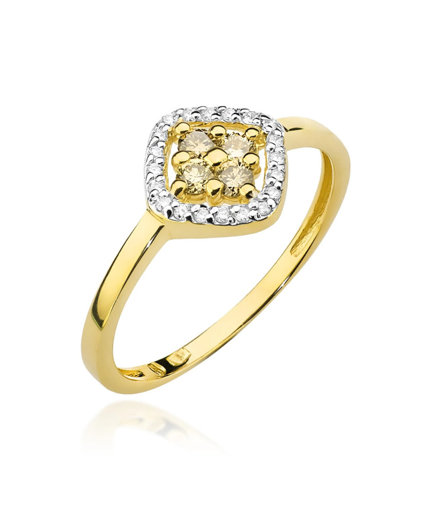 14k gold ring brown diamonds certificate