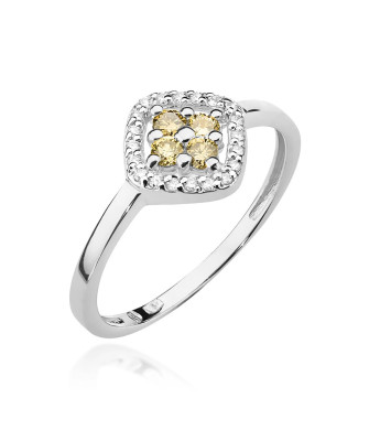 14k gold ring brown diamonds white gold