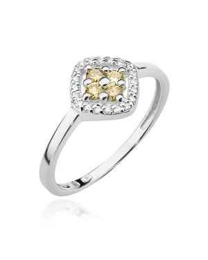 14k gold ring brown diamonds white gold