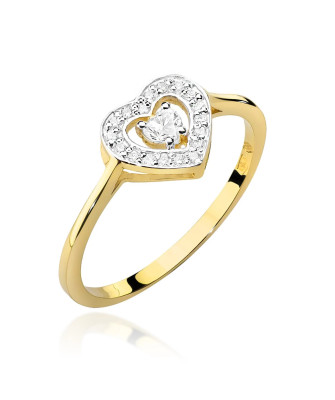 Gold ring with heart diamonds 0.19ct