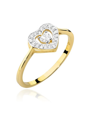 Gold ring with heart diamonds 0.19ct