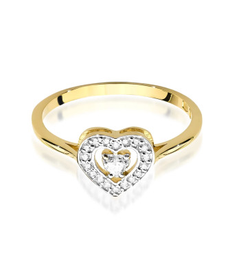 Gold ring with heart diamonds 0.19ct