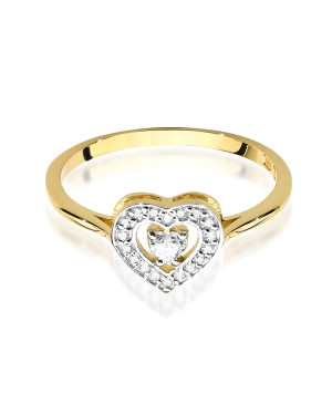 Gold ring with heart diamonds 0.19ct