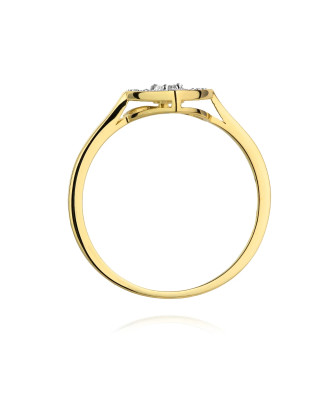 Gold ring with heart diamonds 0.19ct
