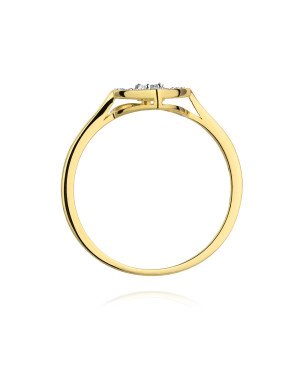 Gold ring with heart diamonds 0.19ct