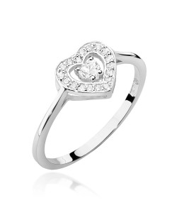 14k White Gold Ring Diamonds Heart 0.19ct Certificate