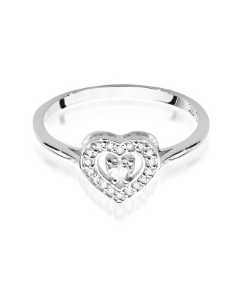 14k White Gold Ring Diamonds Heart 0.19ct Certificate