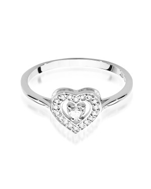 14k White Gold Ring Diamonds Heart 0.19ct Certificate