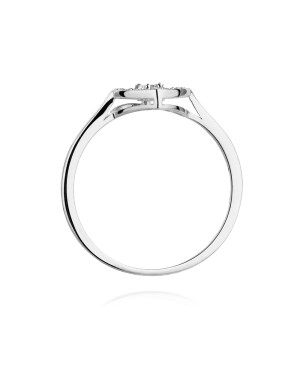 14k White Gold Ring Diamonds Heart 0.19ct Certificate