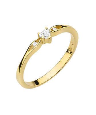 Pierścionek diament serce złoty 0,12ct