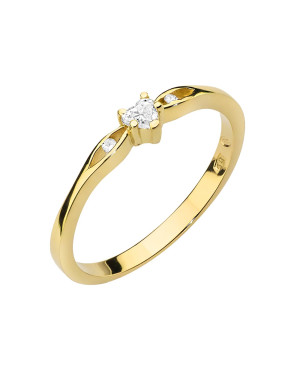 Pierścionek diament serce złoty 0,12ct